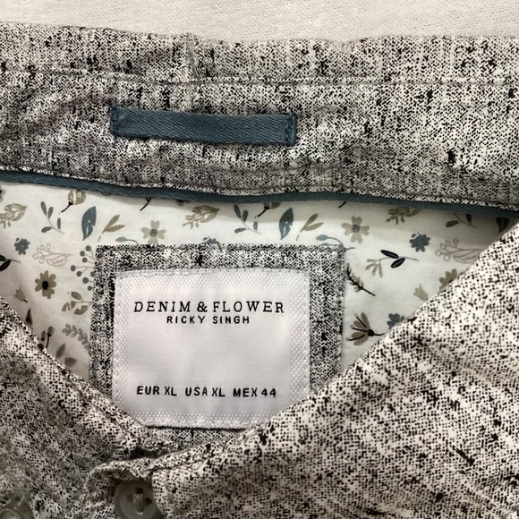 Denim & Flower Ricky Singh Mens XL Gray Printed Texture Long Sleeve Shirt - Picture 3 of 10